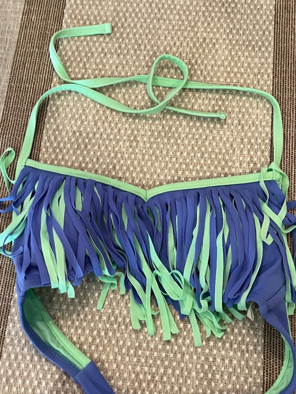 Arizona Jeans Bikini Top Size Small Blue Mint Fringe